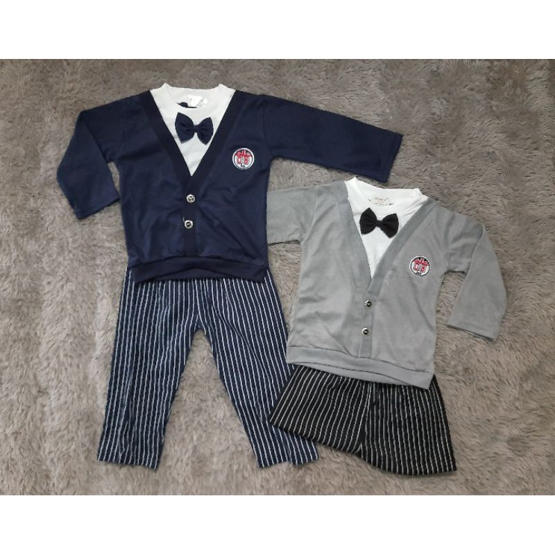 SETELAN ANAK LAKI LAKI MURAH Amena Model Cardigan usia 6-18 bulan