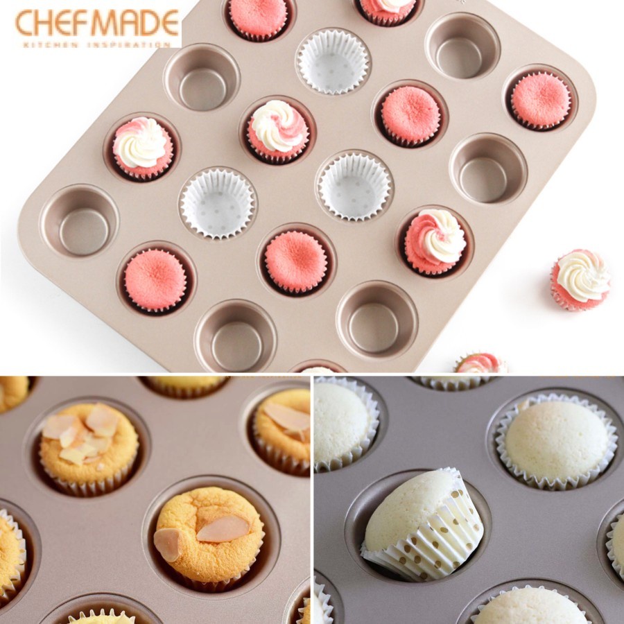 Chefmade WK9753 mini muffin bake pan 20 cups - Loyang cupcake Mini