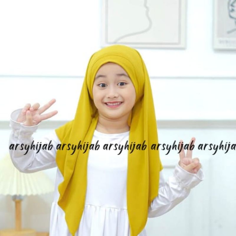 jilbab instan anak malay / hijab melayu instan 2in1 jersey