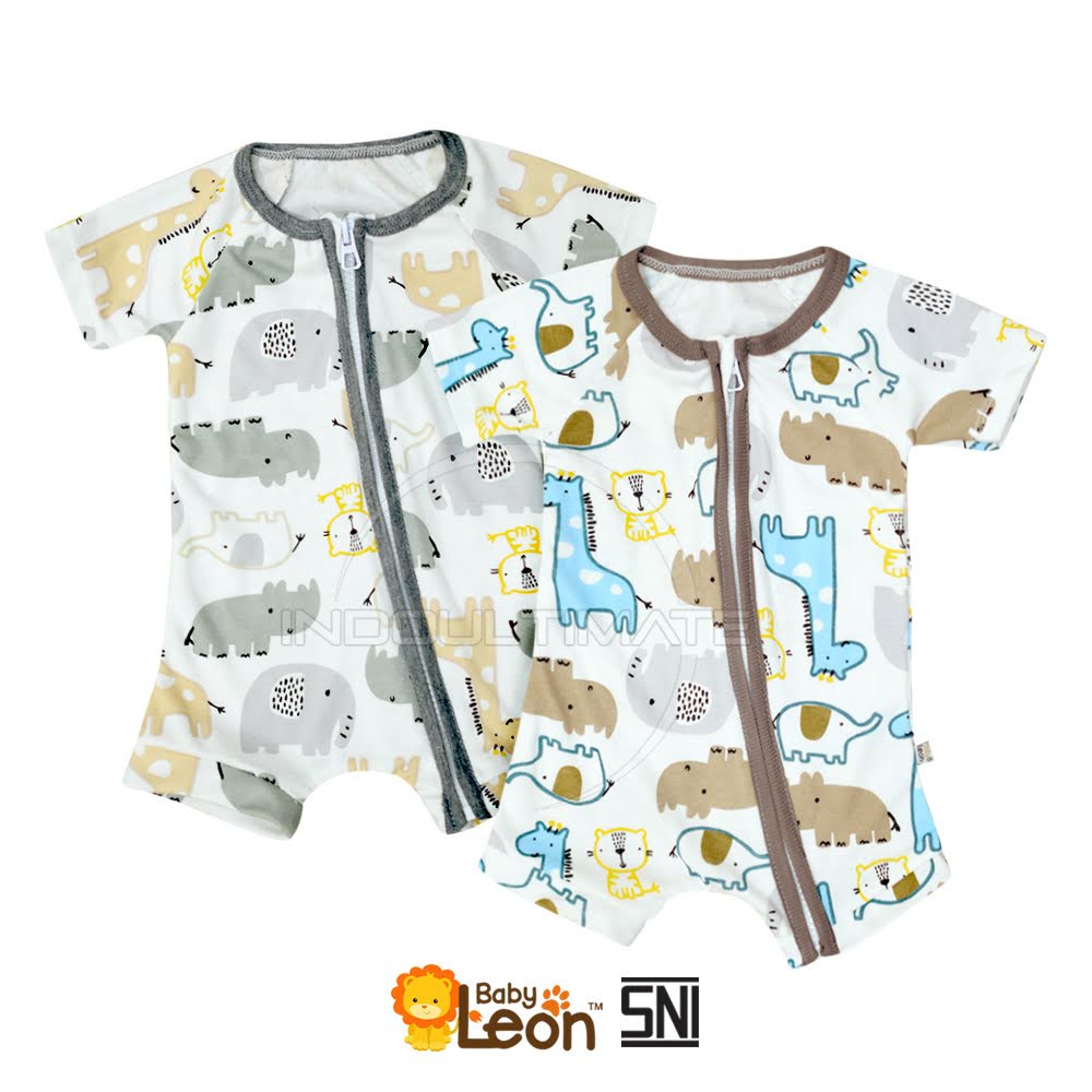 1Pcs Jumsuit Bayi NEWBORN Jumper Bayi Baru Lahir Full Resleting ZOO SERIES BABY LEON DS-120 Jumpsuit Bayi Cotton Double Knit Baby Sleepsuit Baju Tidur Bayi Pakaian Bayi Baju Harian Anak Bayi Balita-3