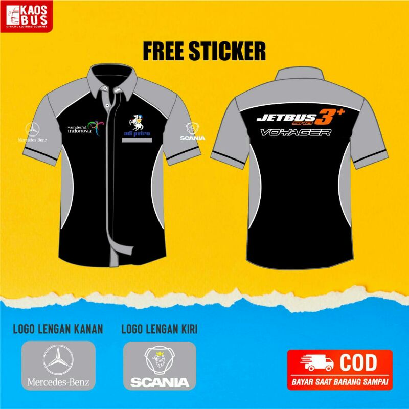Kemeja Baju Bus Bis Mania Bismania Scania Mercedes Benz Jetbus 3 SHD Voyager