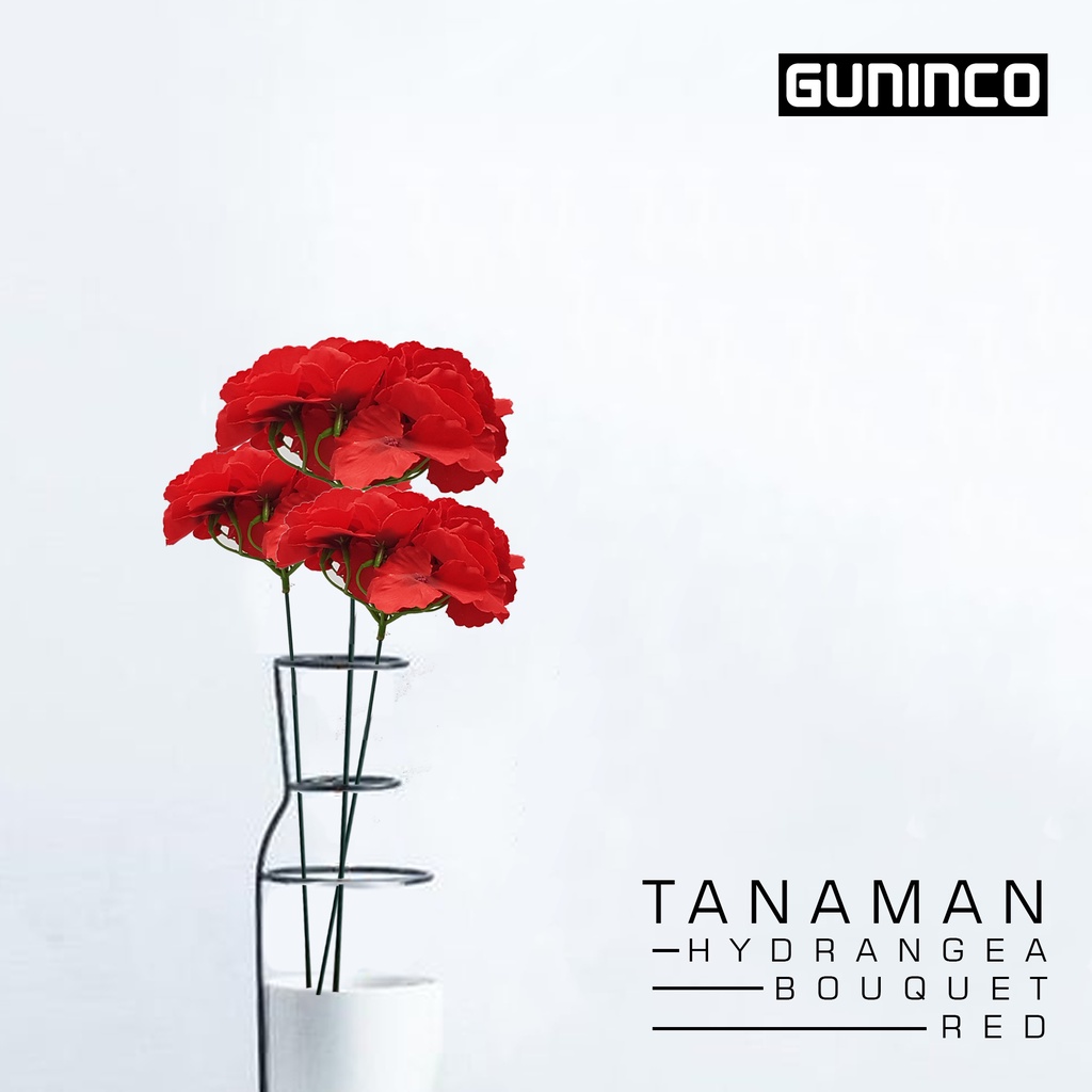 GUNINCO BUNGA HYDRANGEA Artificial Buatan Bunga Palsu Tanaman Hiasan Dinding Dekorasi Taman dan Ruma-HYDRANGEA RED