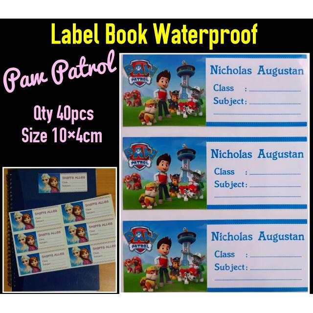 

PAW PATROL ~ LABEL BOOK WATERPROOF / LABEL BUKU / STIKER BUKU / STIKER BUKU TAHAN AIR