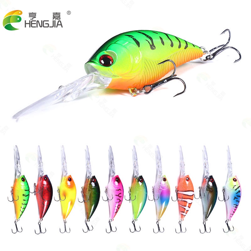 HENGJIA 10PCS Minnow Fishing Lure 12.5cm/20.5g 3D Eyes Crankbait wobbler Artificial Hard Bait Two hook Fishing Tackle