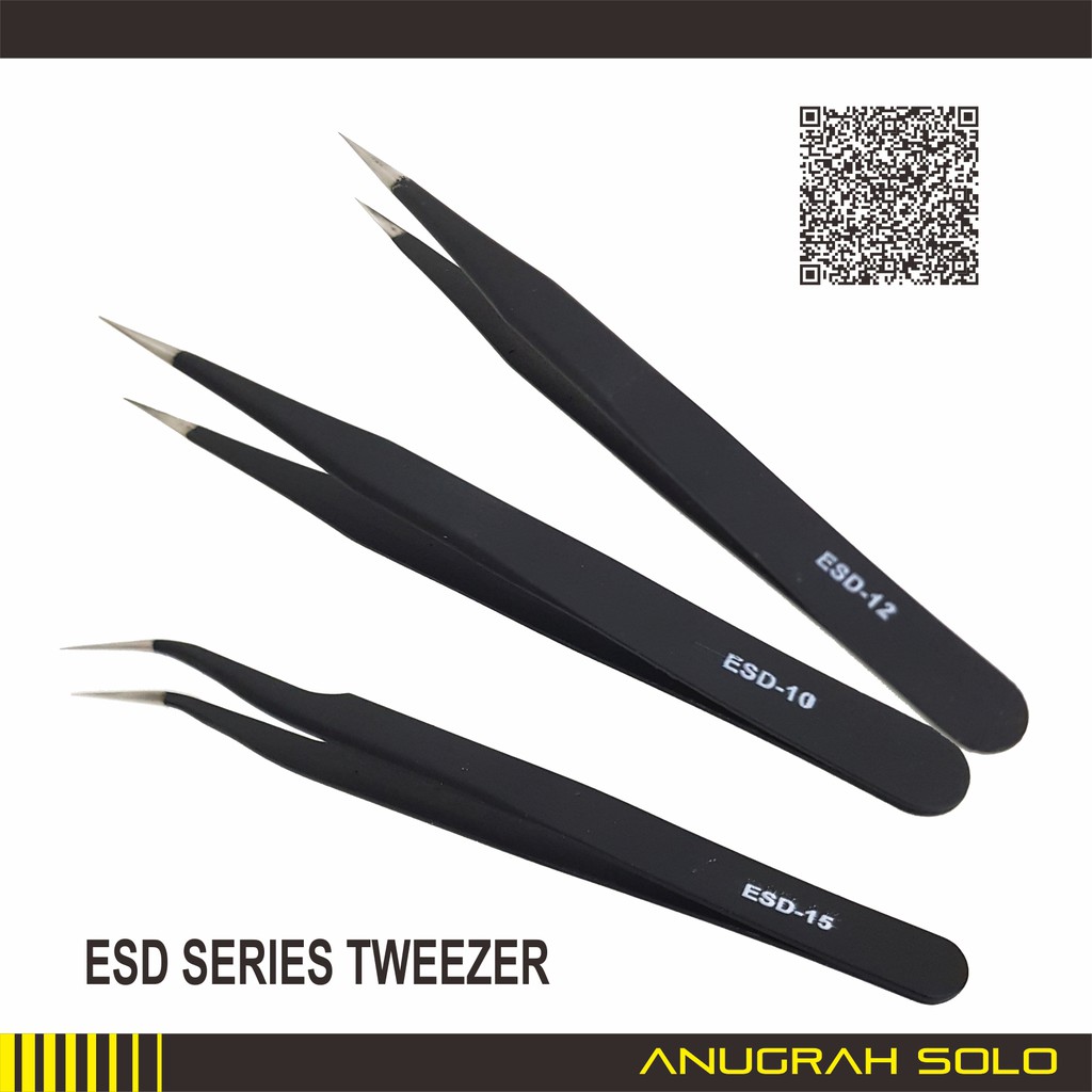 ESD Tweezer Anti Static Pinset Stainless Non Magnetic