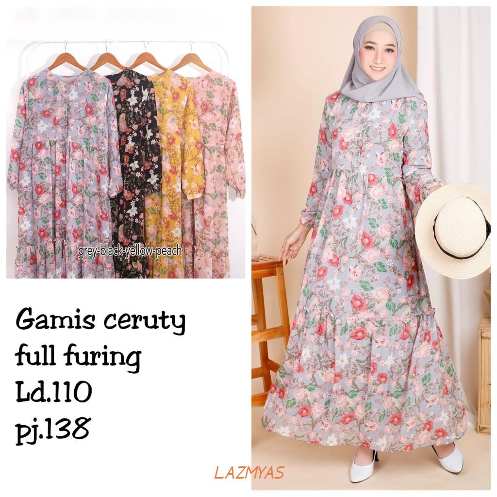 Gamis syari Ceruty Full Furing busui Friendly