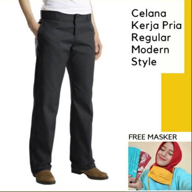 FREE MASKER CELANA PANJANG PRIA REGULAR FORMAL PRIA/KERJA/FORMAL/KANTOR Sedia Size 27 sampai 38