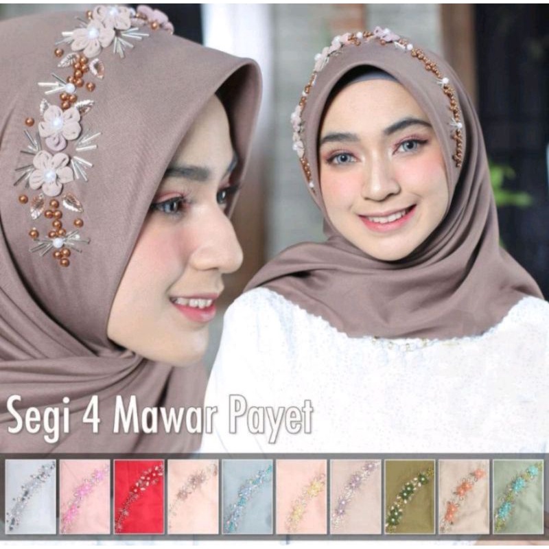 JILBAB HIJAB SQUARE / SEGI EMPAT VOAL MAWAR PAYET