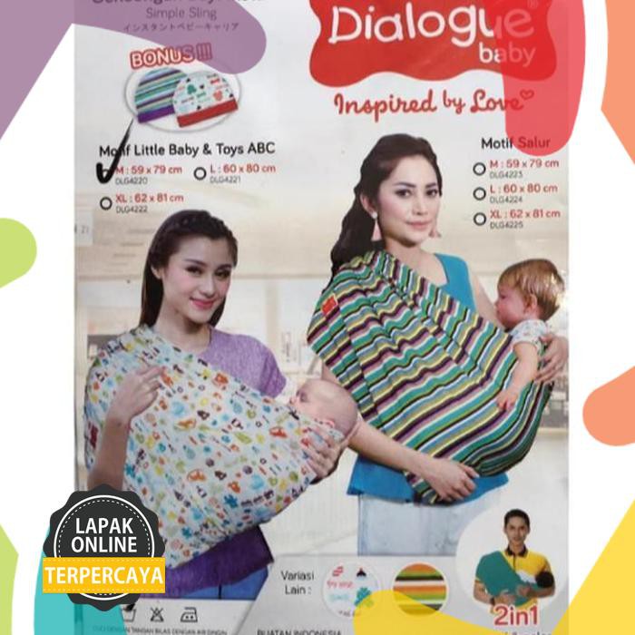 Promo Dialogue Gendongan Kaos Geos Motif 2In1 + Topi Bayi - M Barang Original