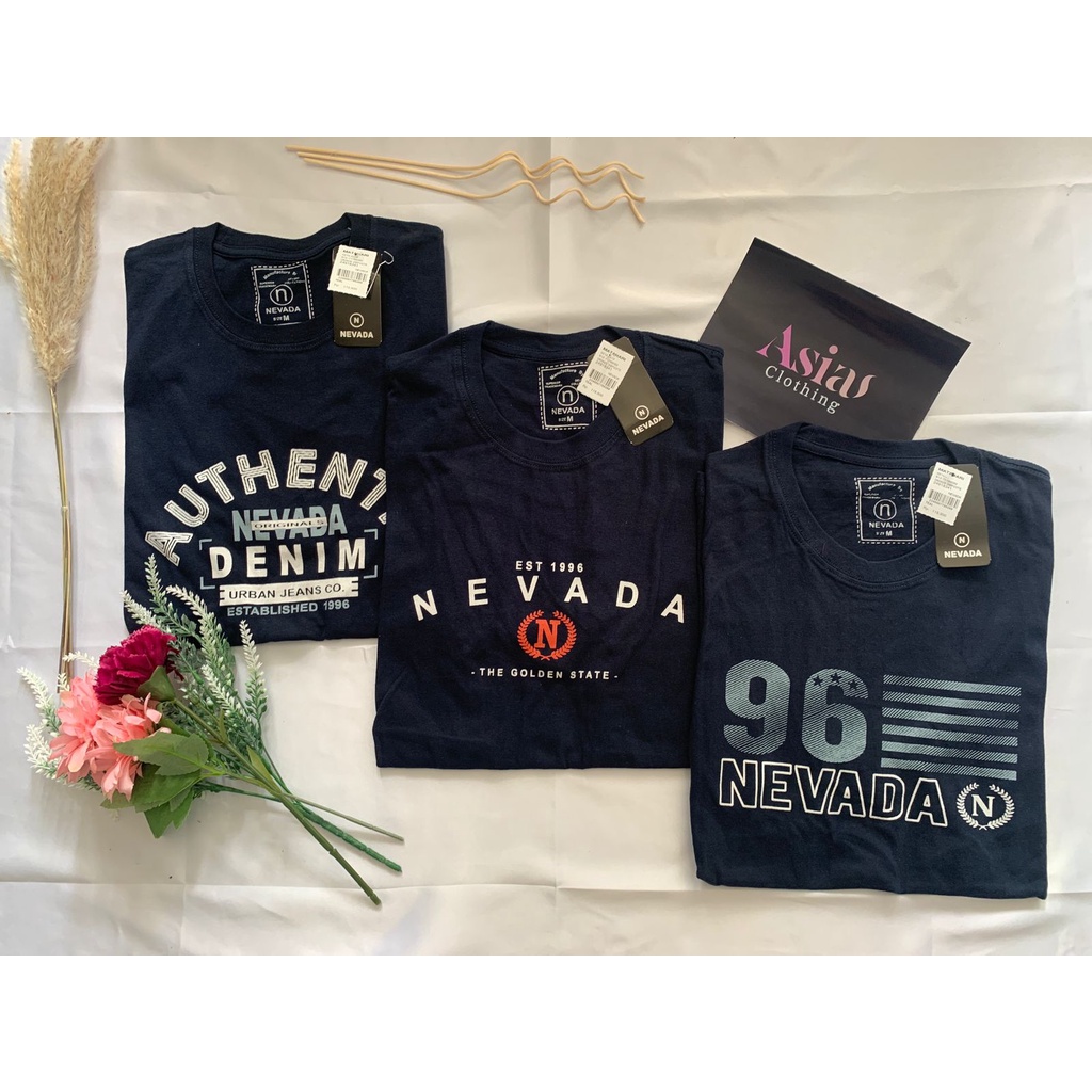Nevada Baju Atasan Kaos Oblong Distro Pria Wanita PREMIUM Full Tag MURAH (MOTIF RANDOM)