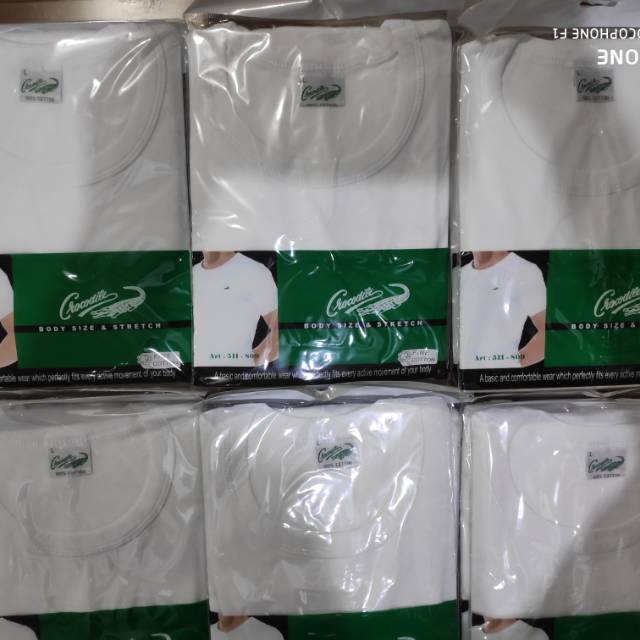 OBLONG PRIA CROCODILE ROUND NECK PUTIH,