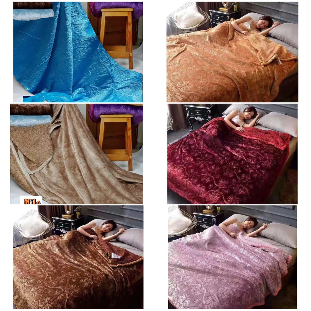 Selimut Bulu Domba Dua Sisi Emboss Terbaru UK 180x200 &amp; 150x200 new + Free Tas