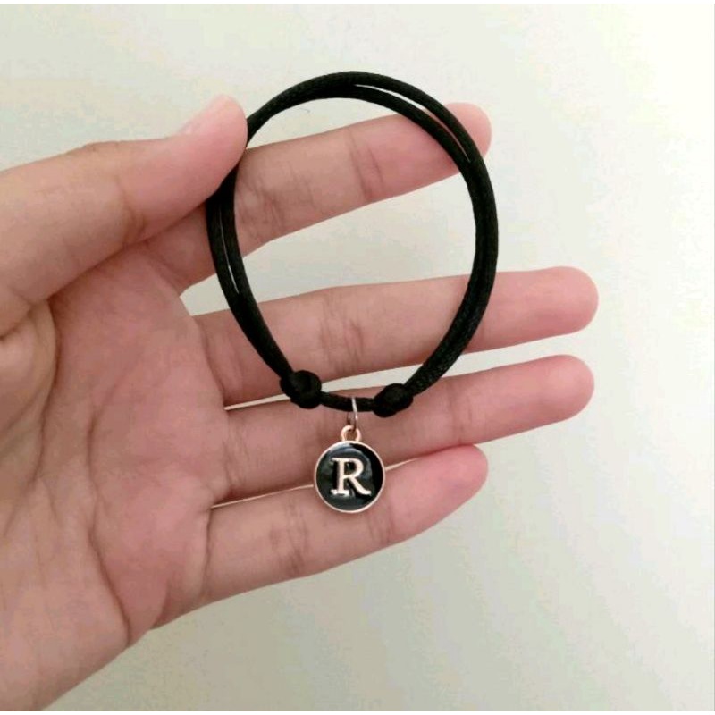 Gelang Inisial Enamel Epoxy Tali Kulit Korea Tahan Air