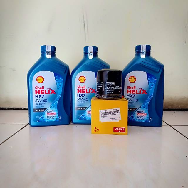 Paket Oli New Shell HX-7 5W-40 3L + Filter Oli Datsun Go+ / Go Panca