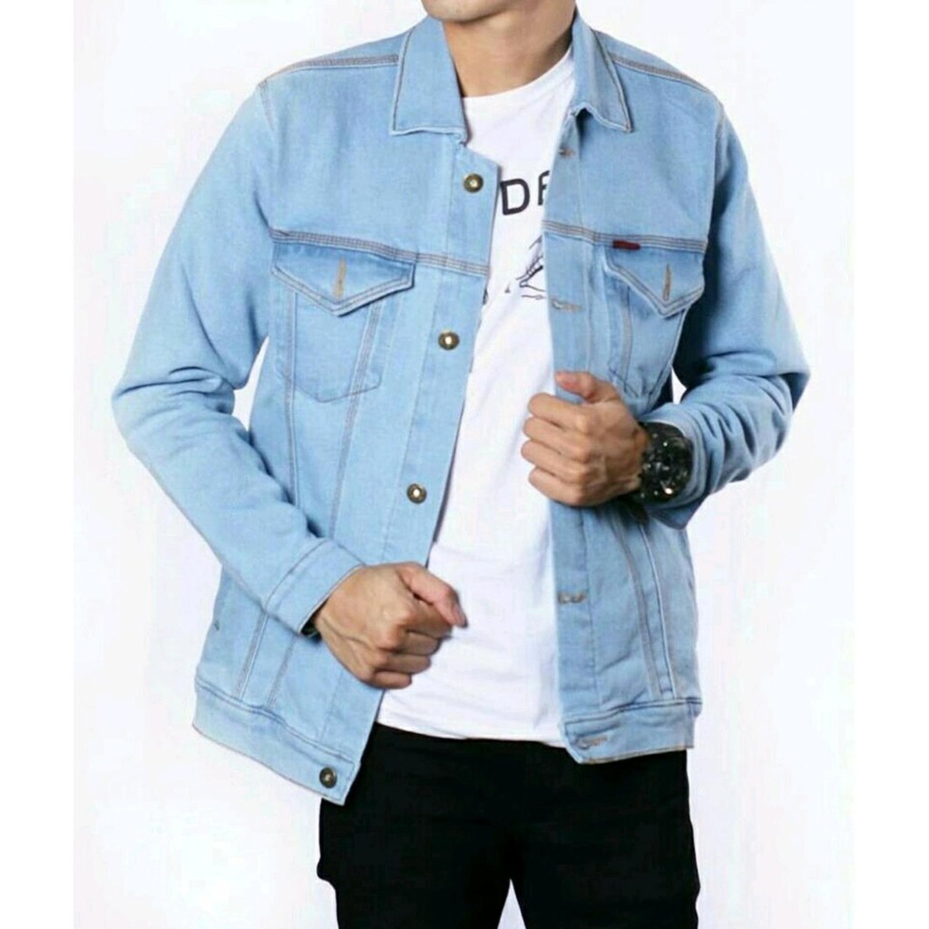 Jaket Jeans Pria Sanwash Motif Style Korea BTS