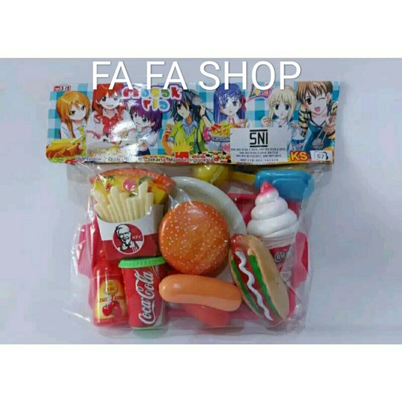 Mainan Masakan Burger Ks67 / Mainan Makanan Junk Food / Mainan Makanan Food Court/ Fash Food
