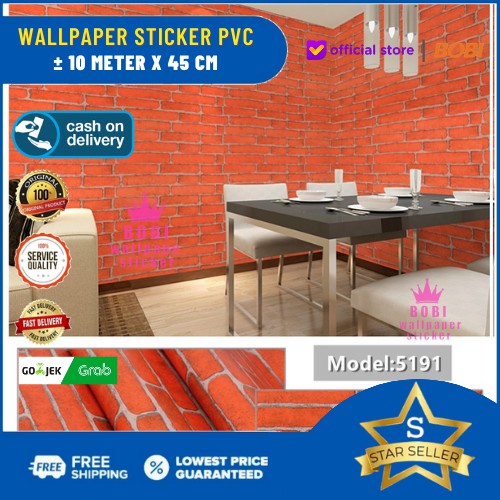 Wallpaper Sticker Motif Bata orange (BG 075 - 5191) / Wallpaper Sticker Murah dan Berkualitas