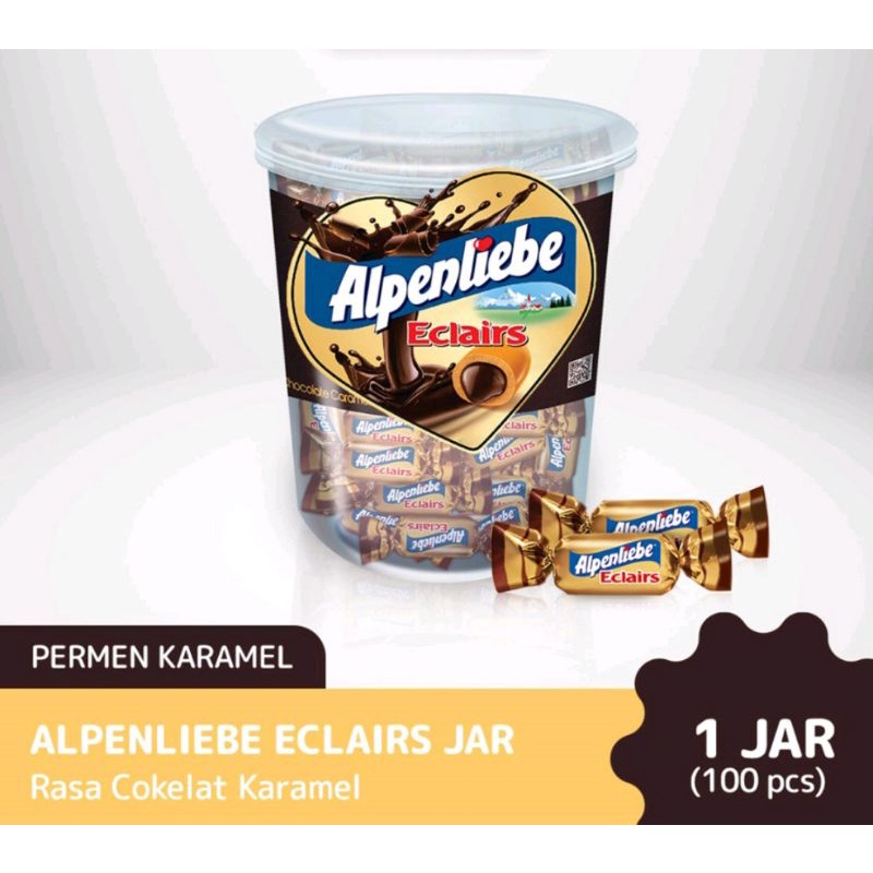 

ALPENLIEBE ECLAIRS CHOCOLATE CARAMEL 1 JAR ISI 100PCS