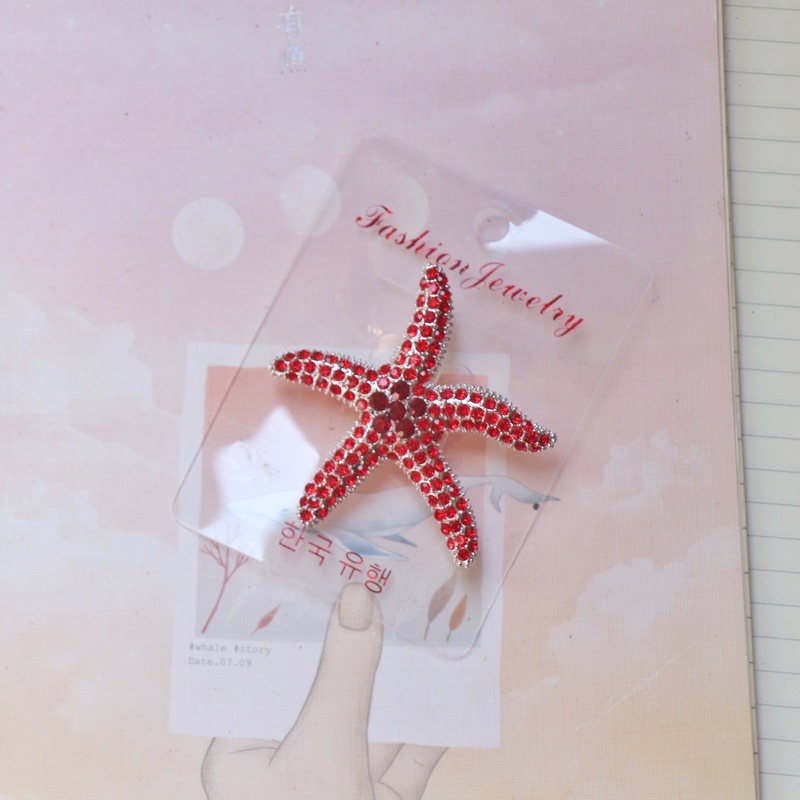 Bros Bintang Laut Bros Kode SKW 7 Bros Kebaya Bros Jilbab Bros Dada Bros Kutubaru Bros Hijab Brooch-Silver-red