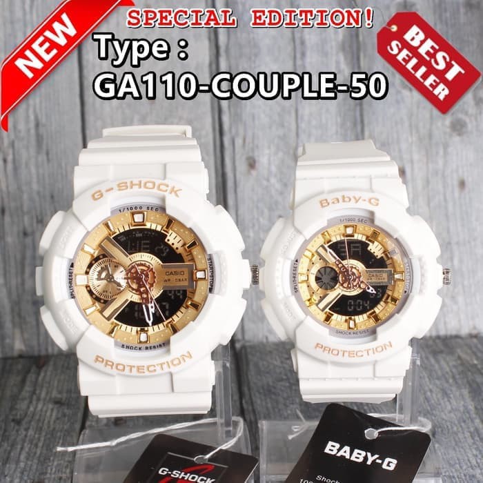 Jam Tangan COUPLE G-Shock Casio GA110 Full Putih Emas White Gold murah
