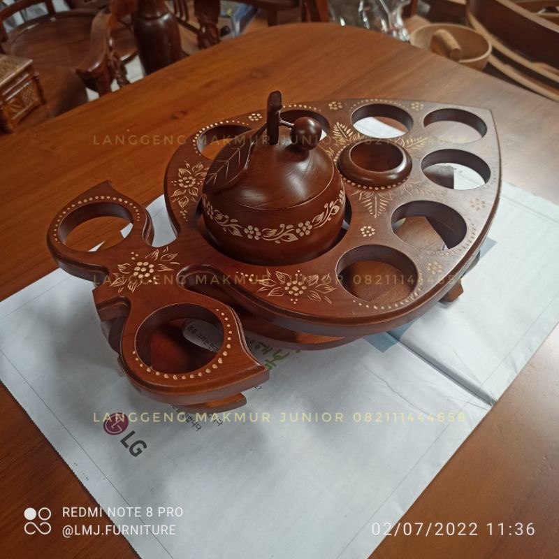 souvenir dekorasi meja tamu tempat aqua dan toples permen jati jepara