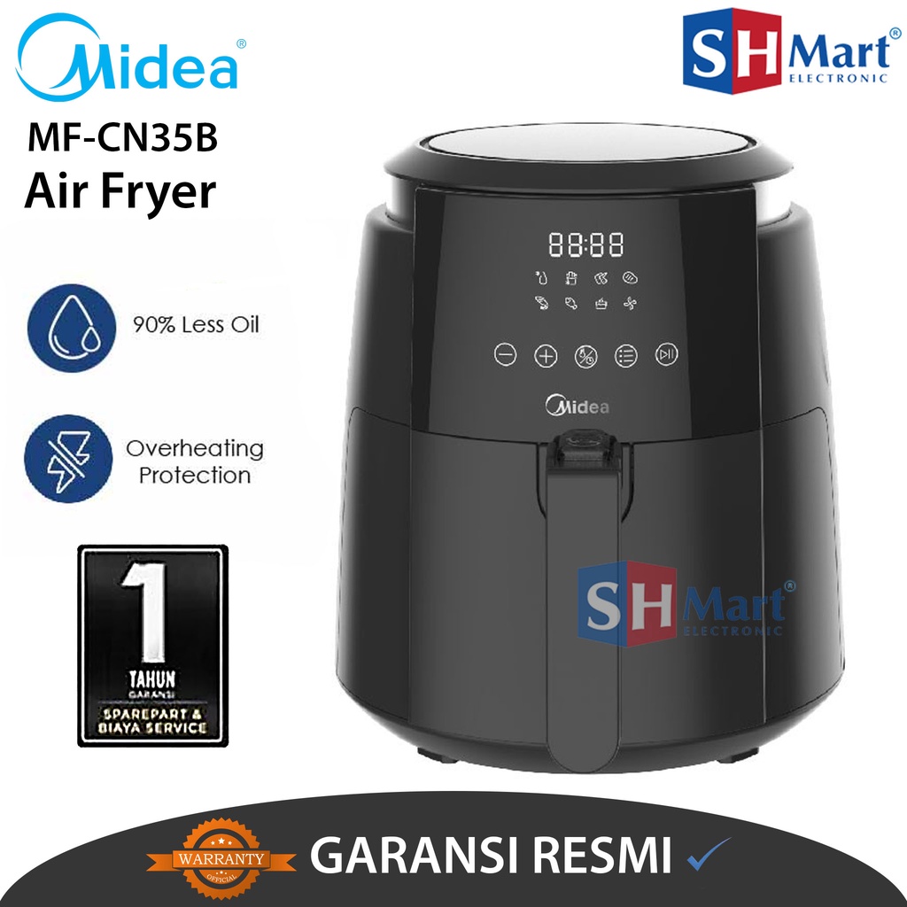 AIR FRYER MIDEA PENGGORENGAN TANPA MINYAK KAPASITAS 4,7 LITER DIGITAL / NON DIGITAL MF-TN35B / MFTN35B MF-CN35B / MFCN35B ORIGINAL