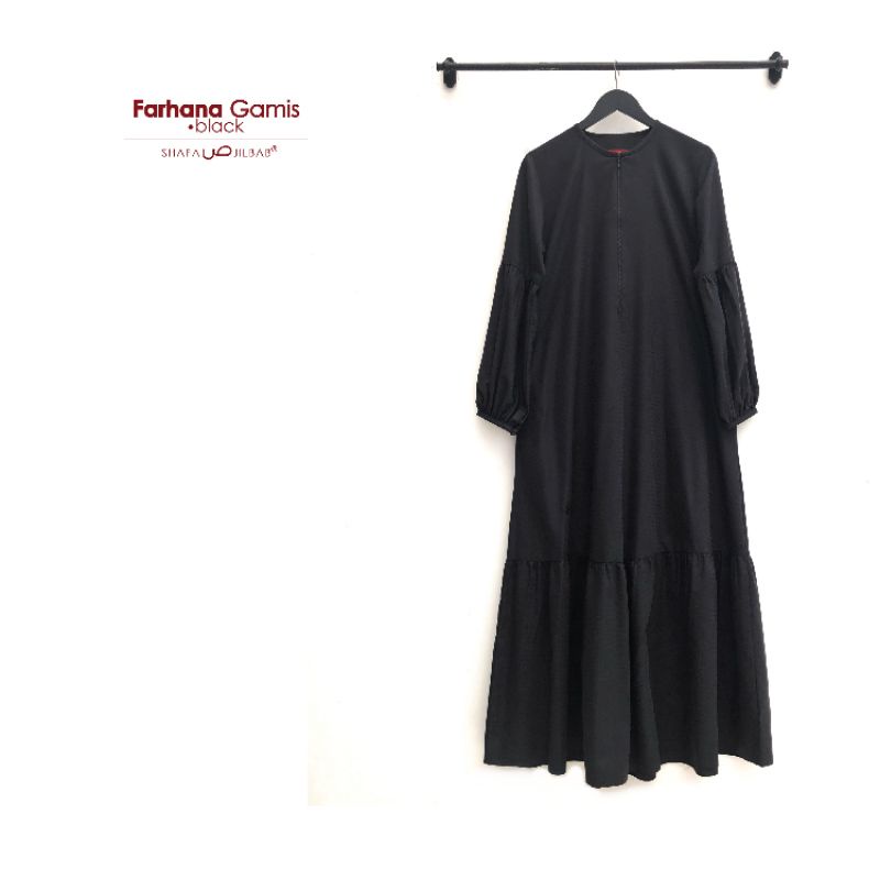 Gamis Farhana Black by Shafa Jilbab