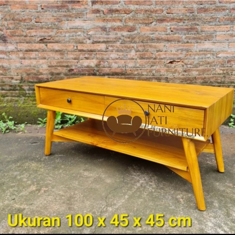 meja tamu retro minimalis kayu jati , meja tamu , ruang tamu , meja kayu