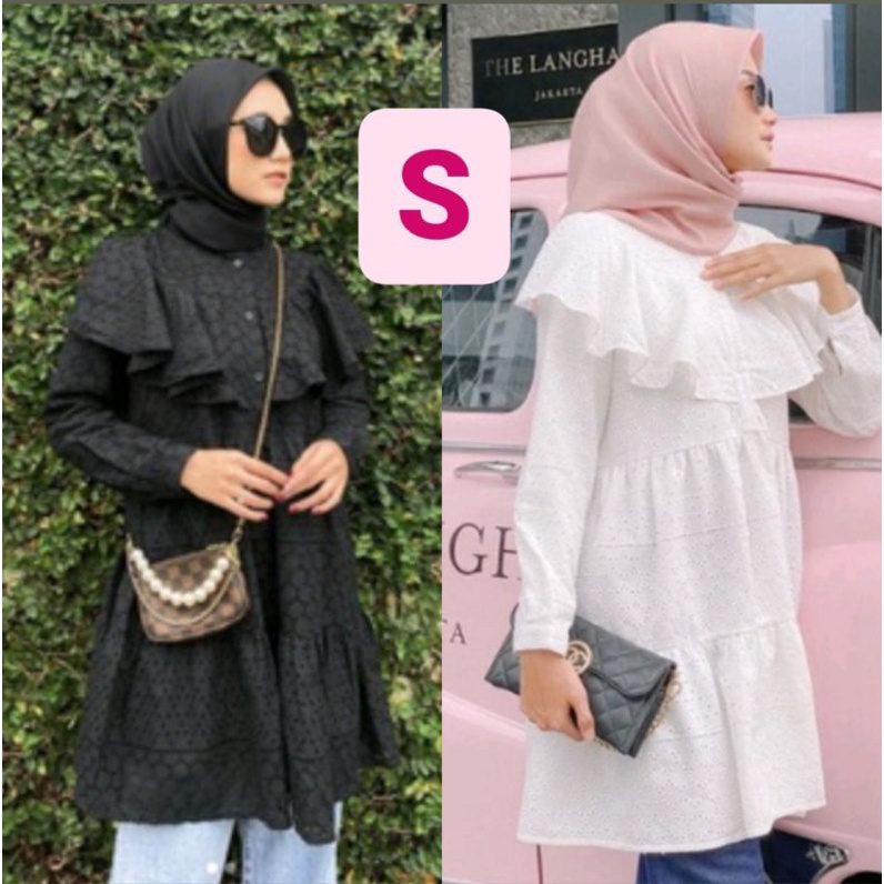 ESME BLOUSE BLACK, WHITE VANILLA HIJAB