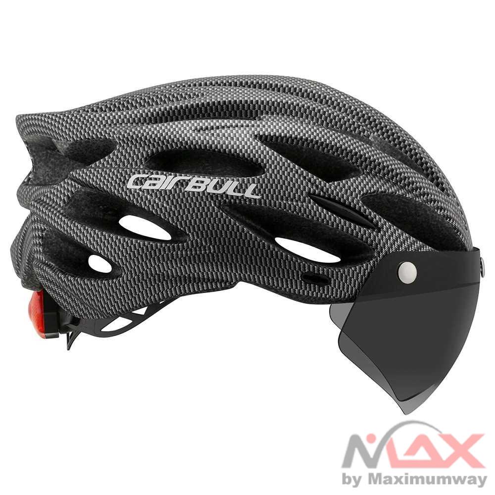 CAIRBULL Helm Sepeda Powermeter MTB Helmet Visor Removable Lens - CB26 Warna Black Carbon