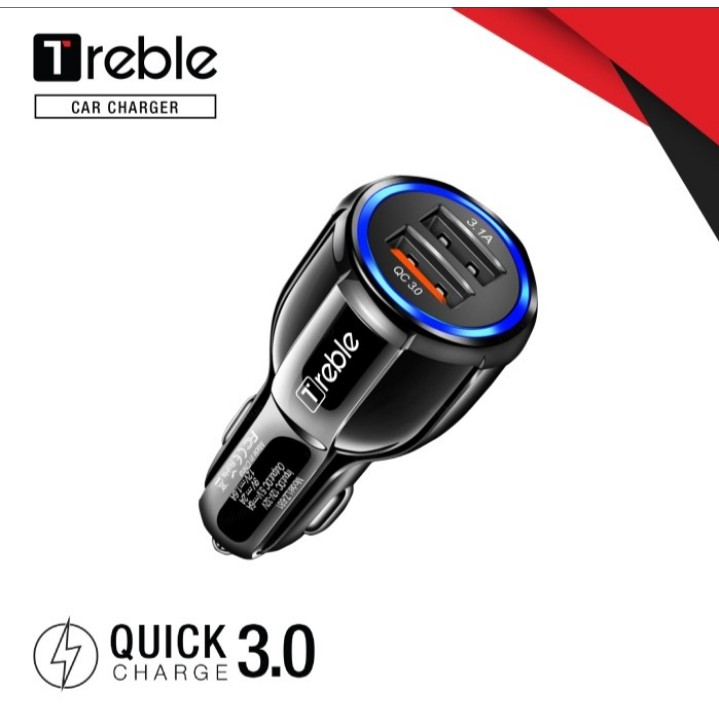 Treble Car Charger Colokan Mobil 2 Ports