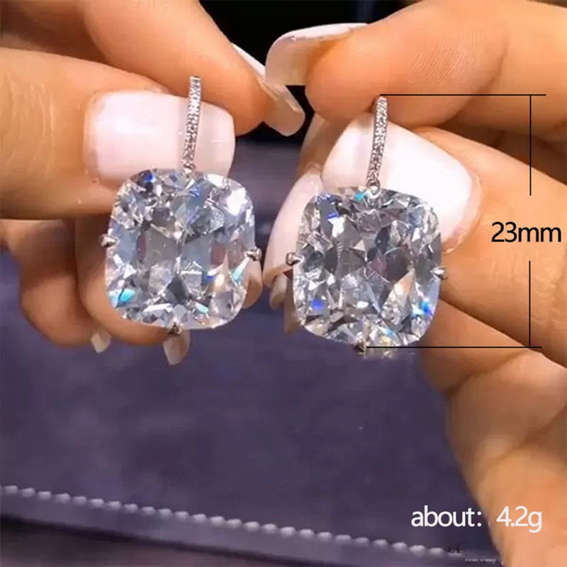 Chic Women's Drop Earrings Silver Color With Big CZ Stone Gorgeous Female Party Jewelry Anniversary Gift Earring For Girl