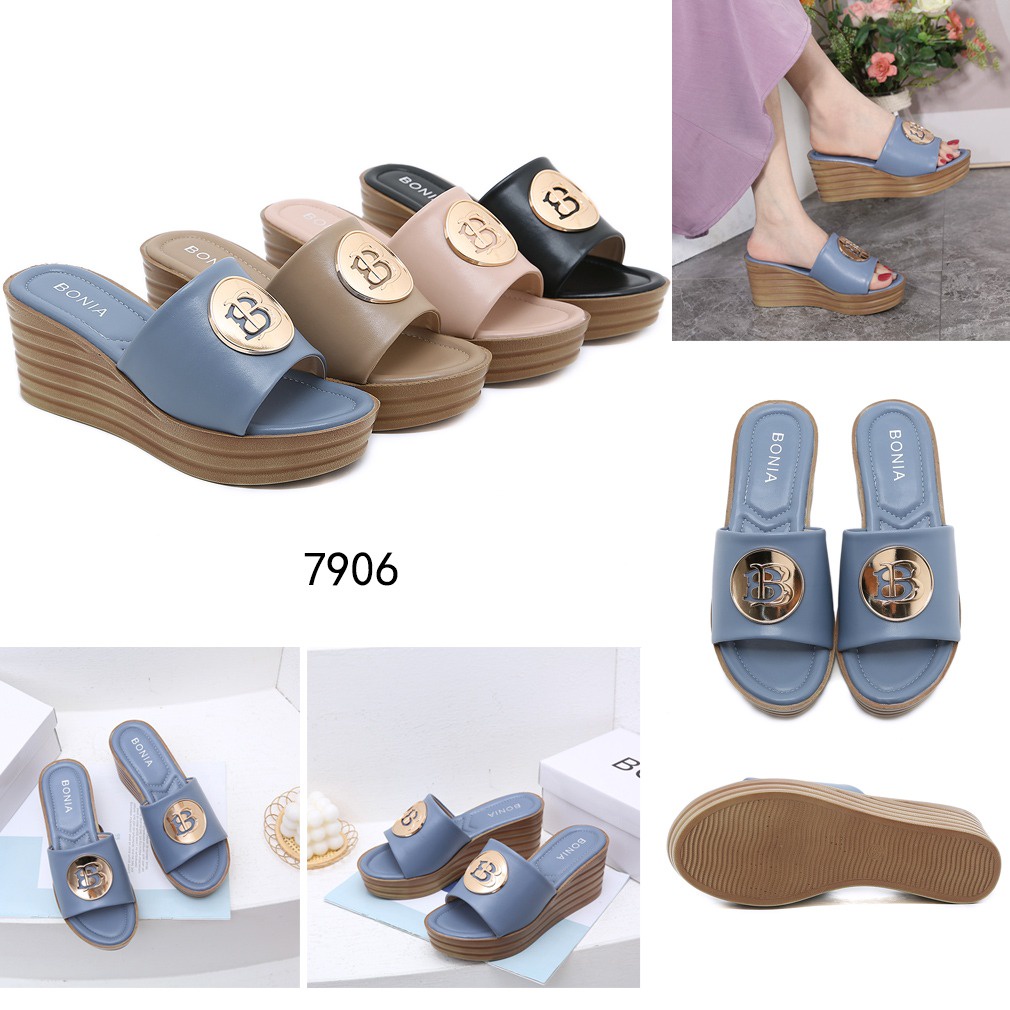 BO Leather B-Logo Wedges Sandals 7906