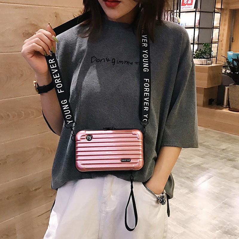 [ READY ] Tas selempang wanita koper Mini Tas make up tas hp tas wanita kekinian tas wanita terbaru tas wanita import tas mini selempang sling bag wanita tas wanita murah COD tas wanita forever young bag