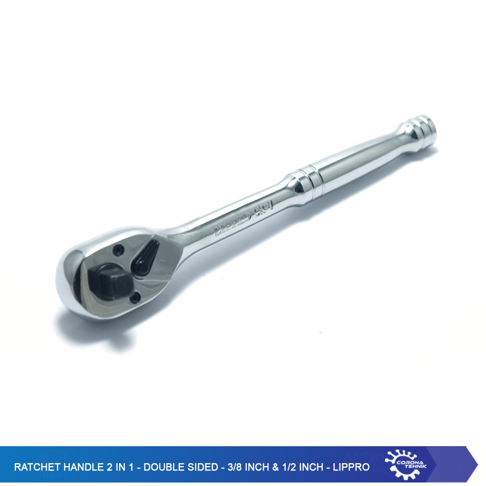 Ratchet Handle 2 in 1 - Double Sided - 3/8 Inch &amp; 1/2 Inch - Lippro