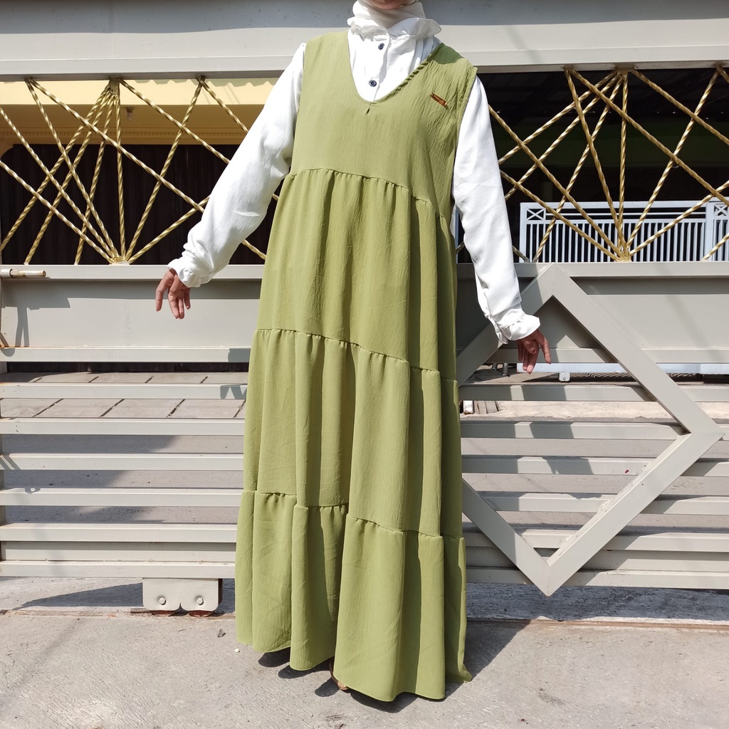FAYOLA SET OVERALL MIX INNER PUTIH VINTAGE  MODEL TERPISAH BAHAN CRINKLE/COD/one set overall/one set wanita remaja/gamis korean dress vintage/gamis daily/gamis vintage basic/gamis korean