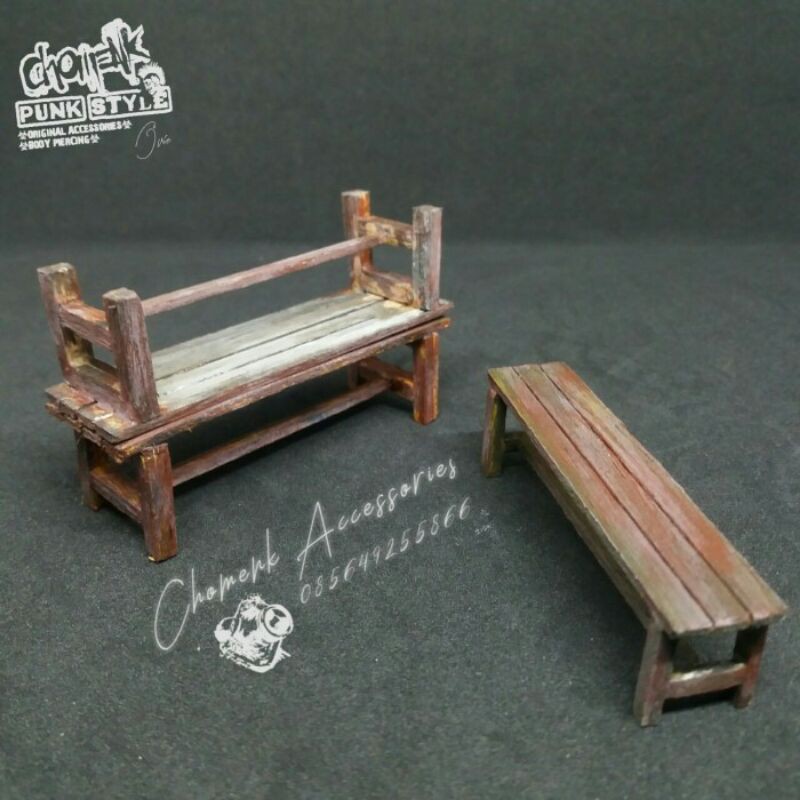 Diorama-miniatur bangku kayu mini skala 1:18 - 1:24