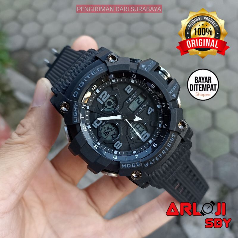 JAM TANGAN PRIA DIGITEC DG 2125 ORIGINAL DOUBLE TIME TAHAN AIR JAM PRIA OUTDOR