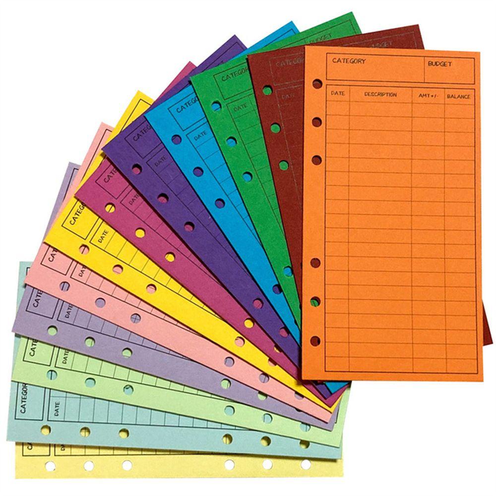 QUINTON Colorful Cash Envelopes Cardstock Double Sided Loose leaf Budget Envelopes Cardstock Expense Tracker Sheets Office Supplies Budget Planner Money Saving A6 Binder 12pcs/set 6 Holes