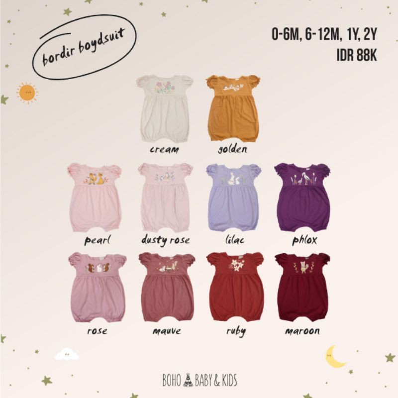 Boho Baby Bordir Bodysuit / Baju Anak Perempuan