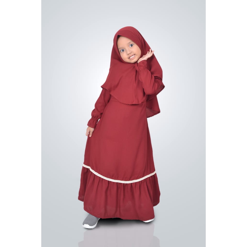  Baju  Muslim  Gamis Anak  Permpuan Warna Maroon Shopee  