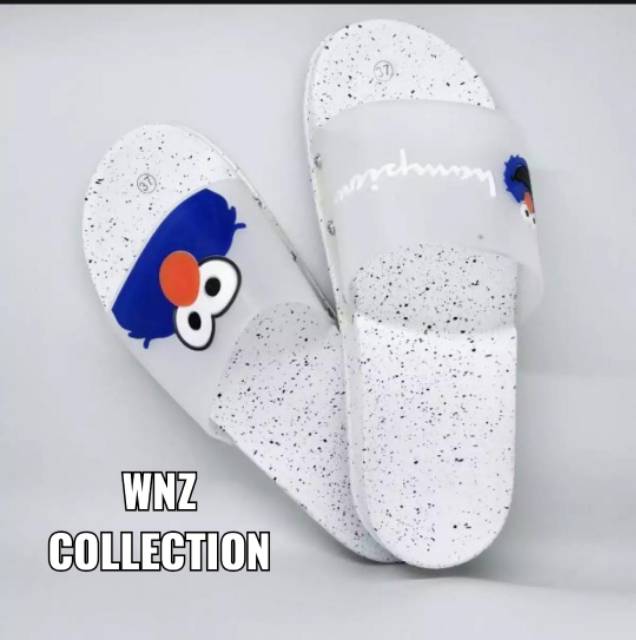 WnZcollection / Sandal Elmo Putih / Sandal Elmo Karet / Sandal Wanita / Flat Wanita / Sandal Bintik