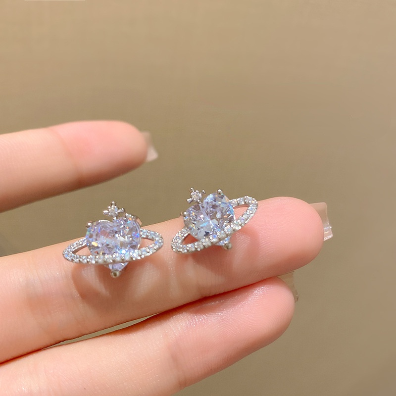 Anting Desain Kosmik Hati Gaya Simple Untuk Wanita