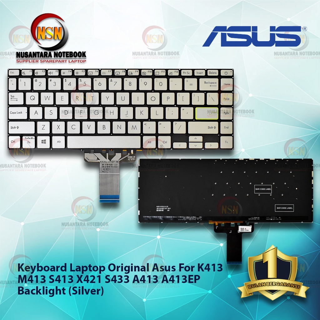 Keyboard Original Laptop Asus For Asus K413 M413 S413 X421 Backlight (Silver)