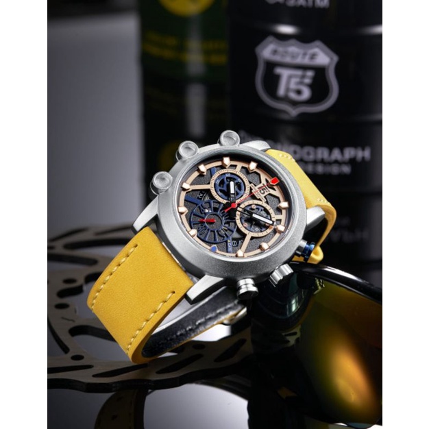 FREE 1 GIFT !! Jam Tangan Pria T5 H3759 3759 Original Leather Chrono Watch