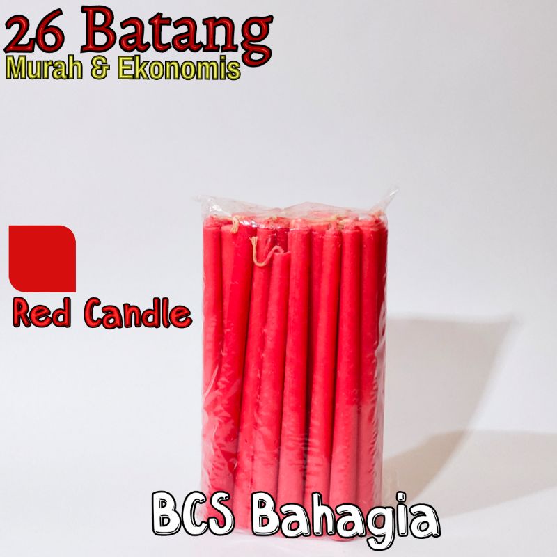 lilin merah kiloan isi 26 batang kualitas standard murah ekonomis red candle 26 pcs penerangan