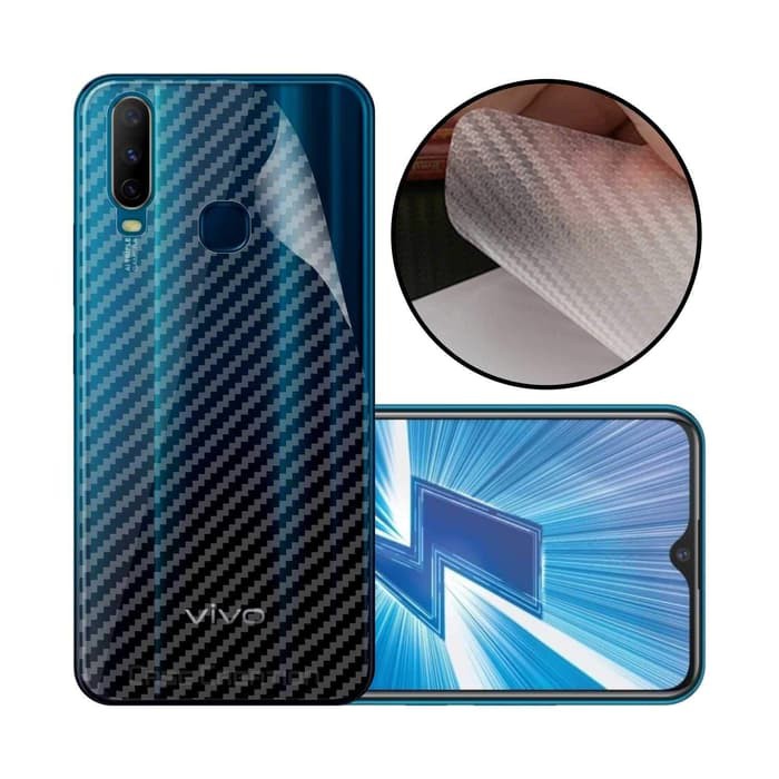 VIVO Y15 SKIN CARBON BACKSCREEN PROTECTOR ANTI GORES HP