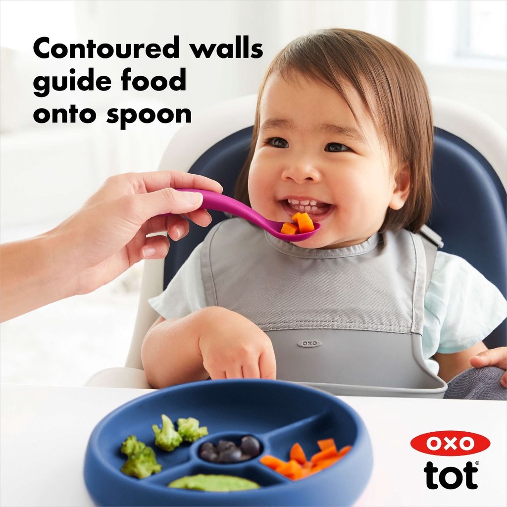 OXO Tot Silicone Divided Plate - Piring Makan Anak Bayi Silikon Weighted Base Porsi Portion Sekat Oxotot