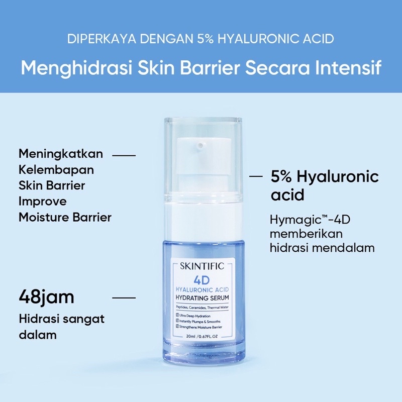 SKINTIFIC - 4D Pure Hyaluronic Acid Hydrating Serum Glowing Mist Serum Hydrating Facial Skin 20ml Serum Pelembab [BPOM]