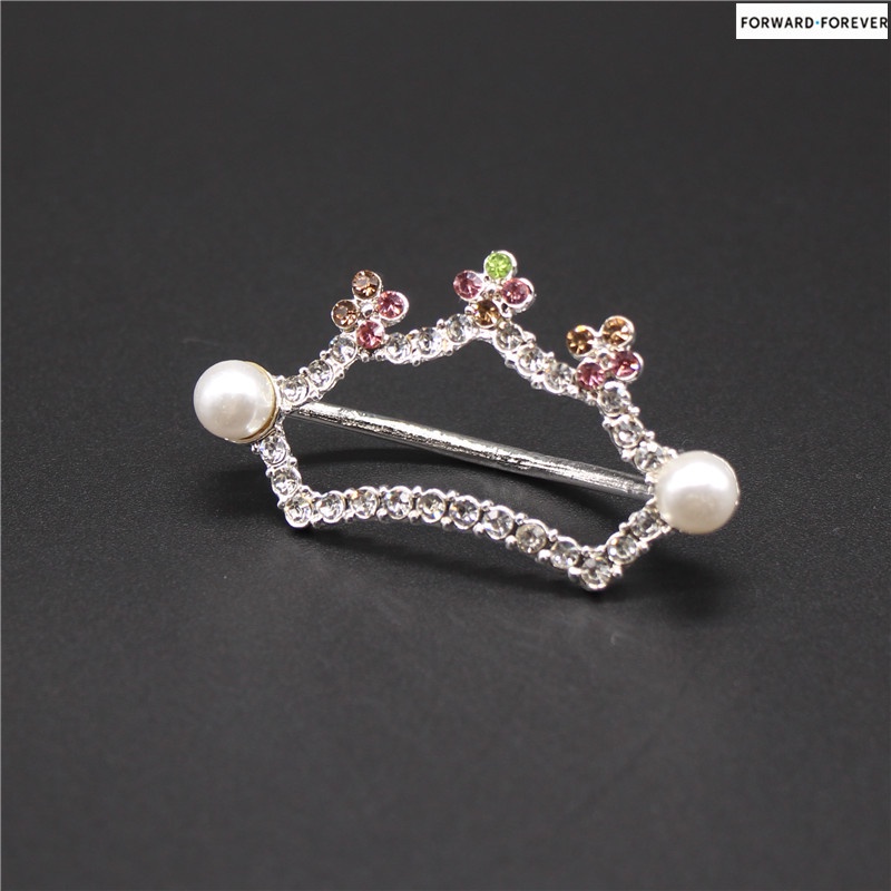 Bros Bentuk Mahkota Bahan Alloy Dengan Mutiara Untuk Scarf M40248